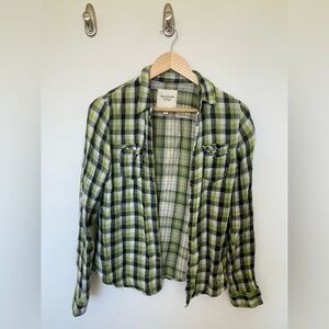 Abercrombie & Fitch Green and Black Plaid Shirt